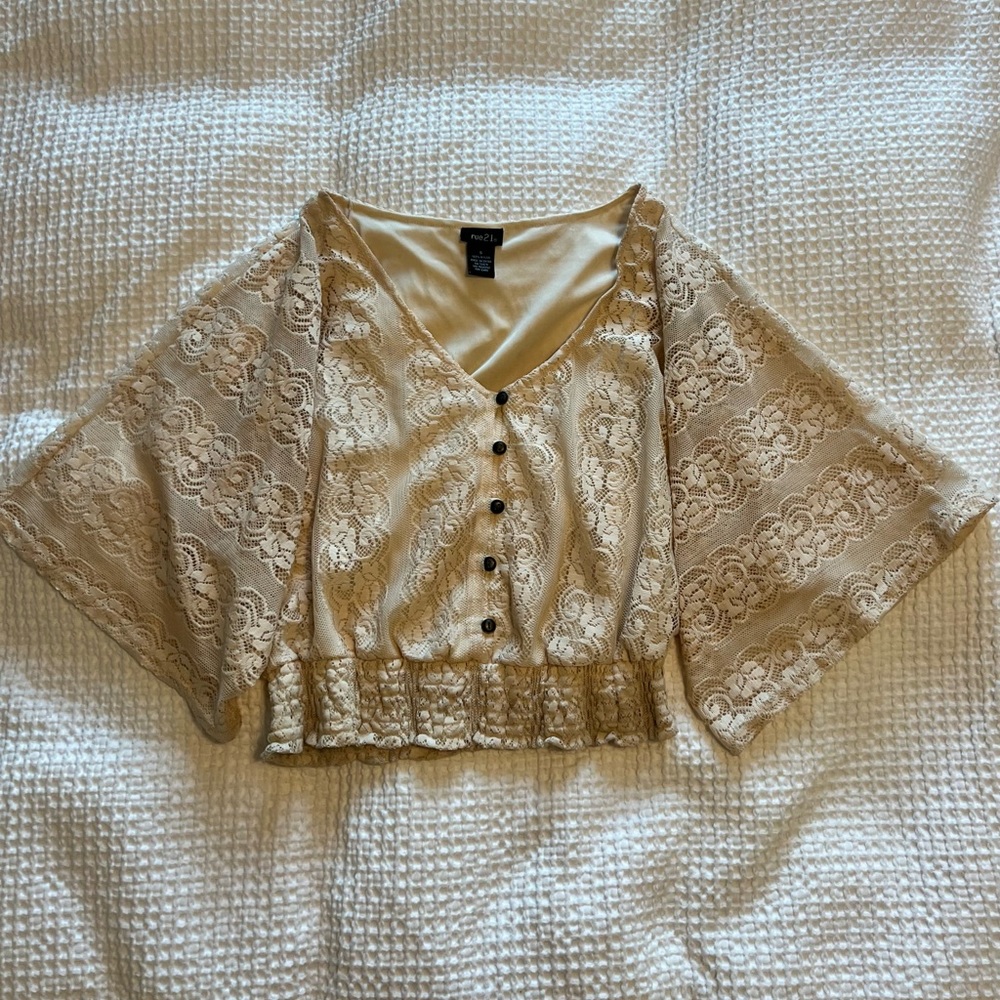 Rue21 Creamy Lace Croc Top